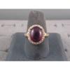 PMP LINDE LINDY TRANSPARENT RED STAR SAPPHIRE CREATED HALO RING YLGD PLT .925 SS
