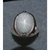 MENS 16X12mm 9+ CT LINDE LINDY WHITE STAR SAPPHIRE CREATED SECOND RING SS #1 small image