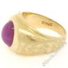 Men&#039;s Large Heavy Florentine Finished 14K Yellow Gold Bezel Linde Star Ruby Ring #10 small image