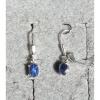 VINTAGE LINDE LINDY CRNFL BLUE STAR SAPPHIRE CREATED LEVER BACK EARRINGS .925 SS #1 small image