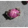 UNISEX 18X13MM 12+ CT LINDE LINDY PINK STAR SAPPHIRE CREATED RUBY SECOND RING SS