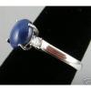 8X6MM LINDE LINDY CORNFLOWER BLUE STAR SAPPHIRE CREATED 2ND RD PLT .925 S/S RING #2 small image