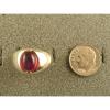 MEN&#039;S 10x8mm 3+ CT TRN RED LINDE LINDY STAR SAPPHIRE CREATED RUBY SECOND RING SS #4 small image