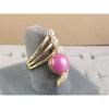 LINDE LINDY PINK STAR SAPPHIRE CREATED RUBY 2ND YELLOW GOLD ION PLT BRASS RING