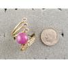 LINDE LINDY PINK STAR SAPPHIRE CREATED RUBY 2ND YELLOW GOLD ION PLT BRASS RING #5 small image