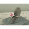 VINTAGE LINDE LINDY DUSKY ROSE STAR SAPPHIRE CREATED HALO RING RD PLT .925 SS #2 small image