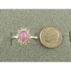 VINTAGE LINDE LINDY DUSKY ROSE STAR SAPPHIRE CREATED HALO RING RD PLT .925 SS