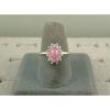 VINTAGE LINDE LINDY DUSKY ROSE STAR SAPPHIRE CREATED HALO RING RD PLT .925 SS #4 small image