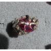 UNISEX 16X12MM 9+ CT LINDE LINDY RED STAR SAPPHIRE CREATED RUBY SECOND RING SS #1 small image