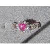 6MM HEART LINDE LINDY RED STAR RUBY CREATED SAPPHIRE 2ND RD PL HALO .925 SS RING