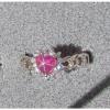 6MM HEART LINDE LINDY RED STAR RUBY CREATED SAPPHIRE 2ND RD PL HALO .925 SS RING #2 small image