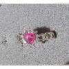 6MM HEART LINDE LINDY RED STAR RUBY CREATED SAPPHIRE 2ND RD PL HALO .925 SS RING #3 small image