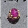 PMP LINDE LINDY TRANS HOT PINK STAR SAPPHIRE CREATED SOLID 10K YELLOW GOLD RING