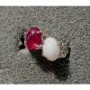2 7X5 MM LINDE LINDY WHITE / RED STAR SAPPHIRE CREATED RUBY SECOND RING .925 SS #3 small image