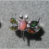 VINTAGE LINDE LINDY SALMON PINK STAR SAPPHIRE CREATED DRAGON FLY RING RP .925 SS #1 small image