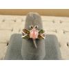 VINTAGE LINDE LINDY SALMON PINK STAR SAPPHIRE CREATED DRAGON FLY RING RP .925 SS