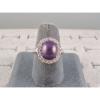 VINTAGE LINDE LINDY PERIWINKLE STAR SAPPHIRE CREATED HALO RING RD PLT .925 SS #4 small image