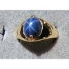 SIGNED VINTAGE LINDE LINDY CRNFLWER BLUE STAR SAPPHIRE CREATED RING YGP .925 S/S #1 small image