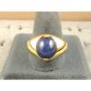 SIGNED VINTAGE LINDE LINDY CRNFLWER BLUE STAR SAPPHIRE CREATED RING YGP .925 S/S #4 small image