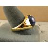 SIGNED VINTAGE LINDE LINDY CRNFLWER BLUE STAR SAPPHIRE CREATED RING YGP .925 S/S