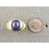 SIGNED VINTAGE LINDE LINDY CRNFLWER BLUE STAR SAPPHIRE CREATED RING YGP .925 S/S #6 small image