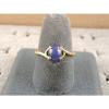 SIGNED VINTAGE LINDE LINDY CRNFLWER BLUE STAR SAPPHIRE CREATED RING SOLID 14K YG #5 small image