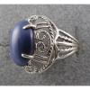 PMP LINDE LINDY HUGE 16x12 MM CORNFLOWER BLUE STAR SAPPHIRE CREATED RING .925 SS