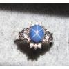 VINTAGE SIGNED LINDE LINDY CF BLUE STAR SAPPHIRE CREATED C H RING RD PLT .925 SS #1 small image