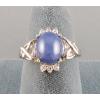 VINTAGE SIGNED LINDE LINDY CF BLUE STAR SAPPHIRE CREATED C H RING RD PLT .925 SS #5 small image