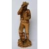 Holz Skulptur Holzfigur handgeschnitzt Linde Jäger mit Jagdhund Hund Höhe 56 cm