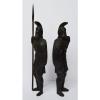 Paar Holz Skulpturen Linde geschnitzt Krieger Wächter Historismus 1870, 50cm
