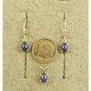 VINTAGE LINDE LINDY CF BLUE STAR SAPPHIRE CREATED SET EAR PENDANT CHAIN .925 SS