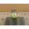 VINTAGE SIGNED LINDE LINDY MINT GREEN STAR SAPPHIRE CREATED RING 14K YELLOW GOLD