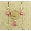VINTAGE LINDE LINDY PINK STAR RUBY CREATED SAPPHIRE SET EAR PENDNT CHAIN .925 SS