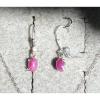 VINTAGE LINDE LINDY PINK STAR RUBY CREATED SAPPHIRE SET EAR PENDNT CHAIN .925 SS #3 small image
