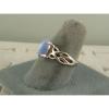 VINTAGE SIGNED LINDE AZURE BLUE STAR SAPPHIRE CREATED RING RHOD PL .925 S/S #3 small image