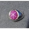 VINTAGE LINDE LINDY BURGUNDY STAR SAPPHIRE CREATED RING RHODIUM P .925 SS #1 small image