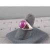 VINTAGE LINDE LINDY BURGUNDY STAR SAPPHIRE CREATED RING RHODIUM P .925 SS #2 small image