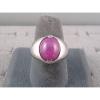 VINTAGE LINDE LINDY BURGUNDY STAR SAPPHIRE CREATED RING RHODIUM P .925 SS #4 small image