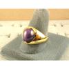 VINTAGE LINDE LINDY PLUM PURPLE STAR SAPPHIRE CREATED RING  YG PLATE .925 SS #2 small image