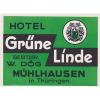 Germany Muehlhausen Hotel Gruene Linde Thueringen Vintage Luggage Label sk1200 #1 small image