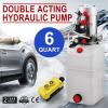 DOUBLE ACTING HYDRAULIC PUMP 12V DUMP TRAILER 6 QUART CAR LIFT REMOTE RESERVOIR