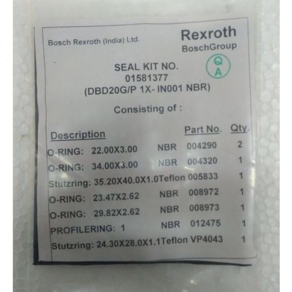 01581377SEAL Greece Singapore KIT NO Rexroth Make for DBD20 Direct Operated Pressure Relief Valv #1 image