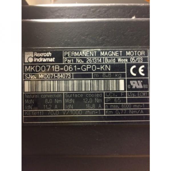 REXROTH Japan china Indramat MKD071B-061-GP0-KN Permanent Magnet Motor  part 261314 #2 image