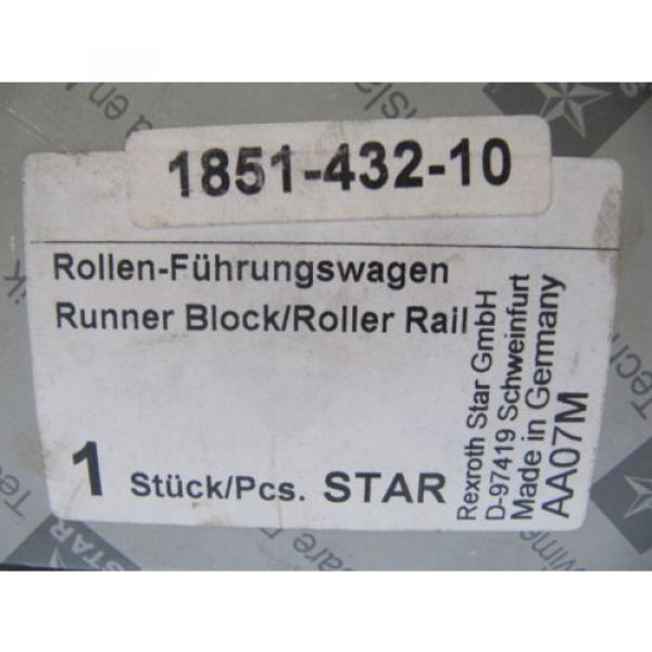 (NEW) France Mexico Rexroth Star Runner Block / Roller Rail 1851-432-10 #2 image