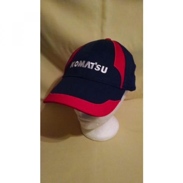 Komatsu Hat Baseball Ball Cap Blue Red White Adjustable Metal Buckle Cotton VGC #1 image