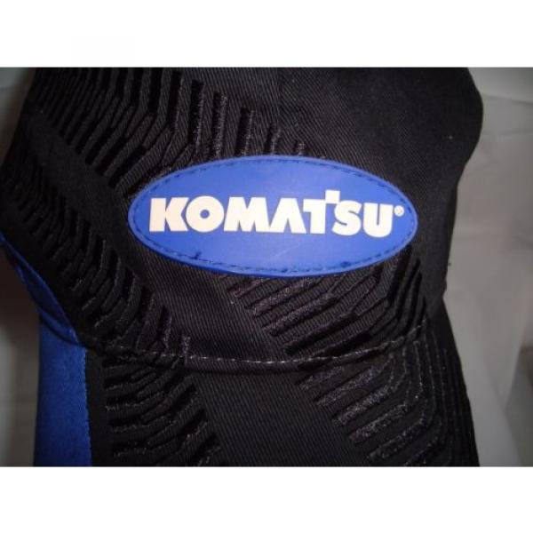 Komatsu Black Blue Embroidered Tracks Rubber Logo Strapback Baseball Cap Hat #2 image