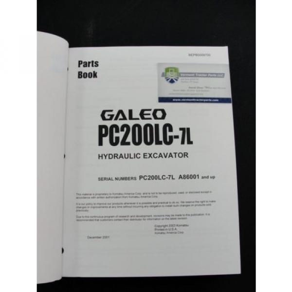 Komatsu Galeo PC200LC-7L excavator parts book manual BEPB009700 #3 image