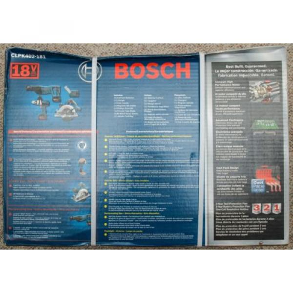 **BRAND NEW + FREE SHIP** Bosch CLPK402-181 18V 4-Tool Lithium-Ion Cordless Kit #2 image