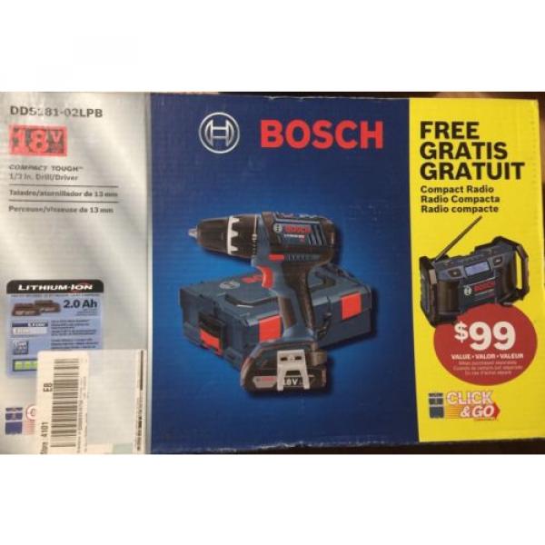 New Bosch 18V Lithium-Ion Cordless Combo Kit Drill Driver Radio DDS181-02LPB #1 image